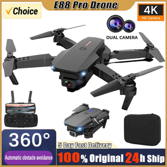 E88Pro RC Drone 4K Professinal With 1080P Wide Angle Dual HD Camera